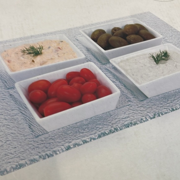 Torre & Tagus Tobu 4 Dish Tapas Set Glass Porcelain Entertaining Serving New - Picture 6 of 6